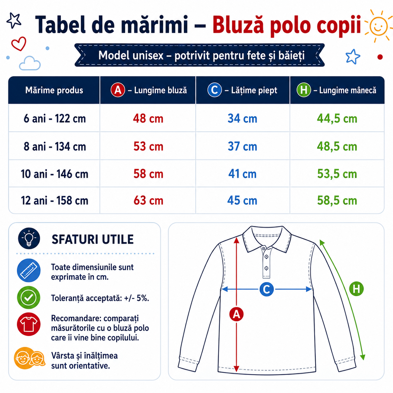 Detalii bluză polo copii Malfini m&acirc;necă lungă guler polo material pique